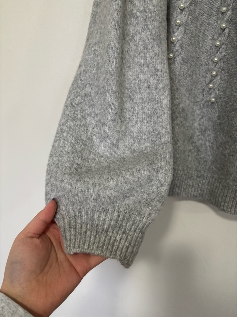 APRICOT Pearl Embellished Cable Knit Sweater - Picture 4 of 9